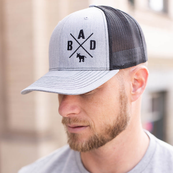 Bad Ass Trucker Hat (Grey/Black)--Wholesale