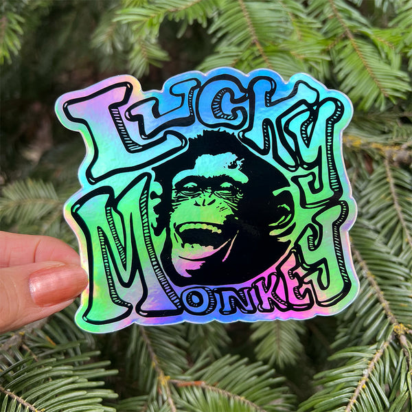 Lucky Monkey Holographic Sticker