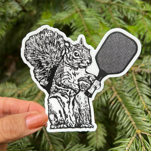 Pickleball Squirrel Sticker