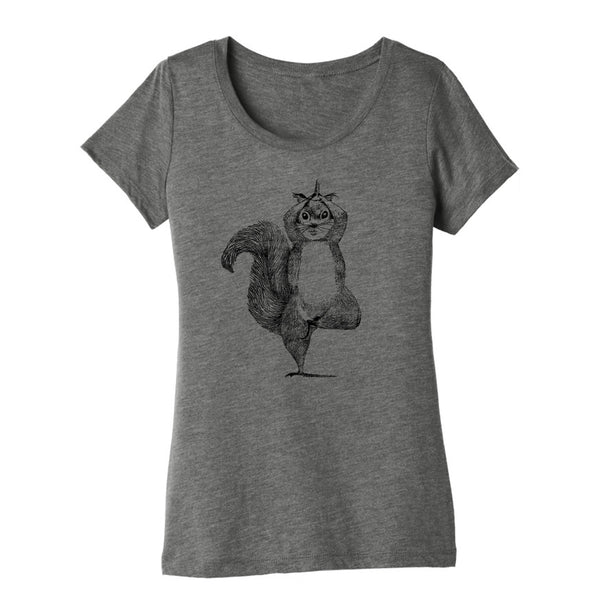 Fitted Squirrel Yoga Tee (Grey Triblend)--Wholesale