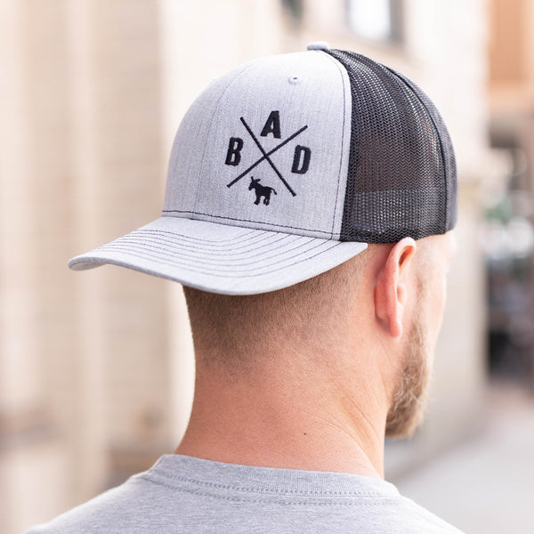 Bad Ass Trucker Hat (Grey/Black)--Wholesale