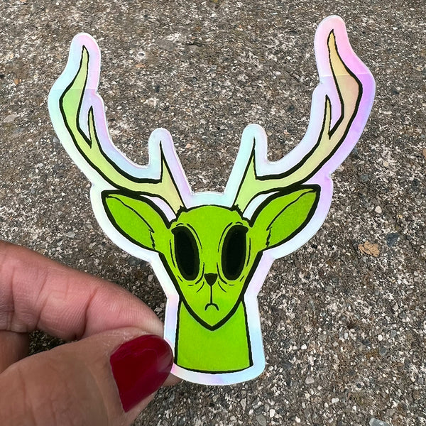 Alien Deer Holographic Sticker