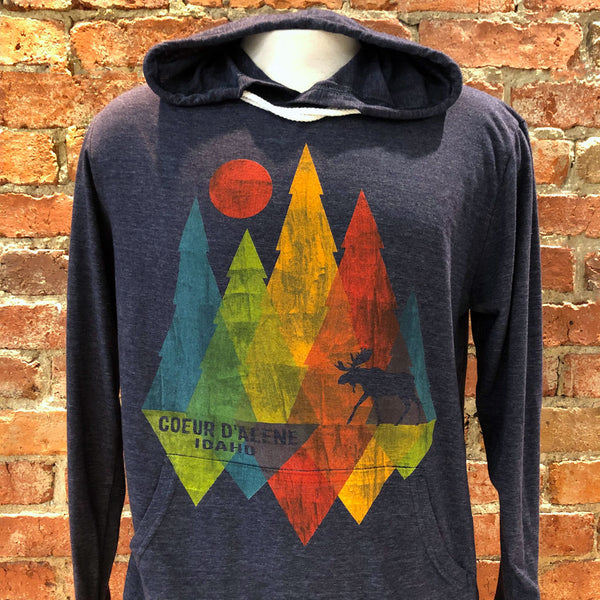 Unisex Shard Pine Moose Hooded LS Tee