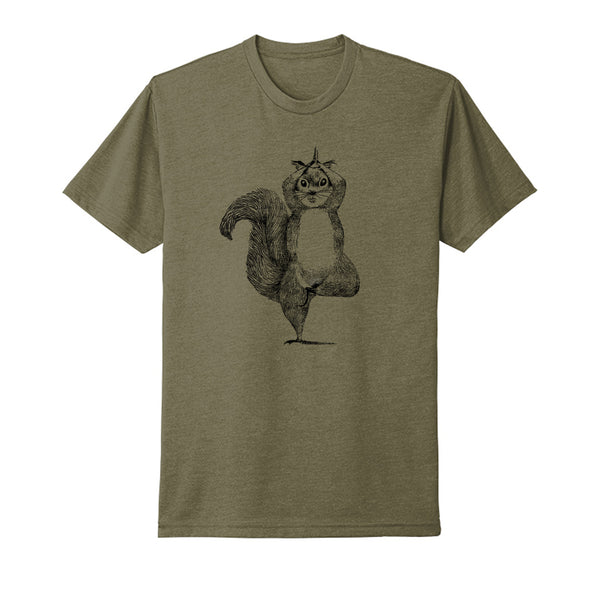 Unisex Squirrel Yoga Tee (Olive Triblend)--Wholesale